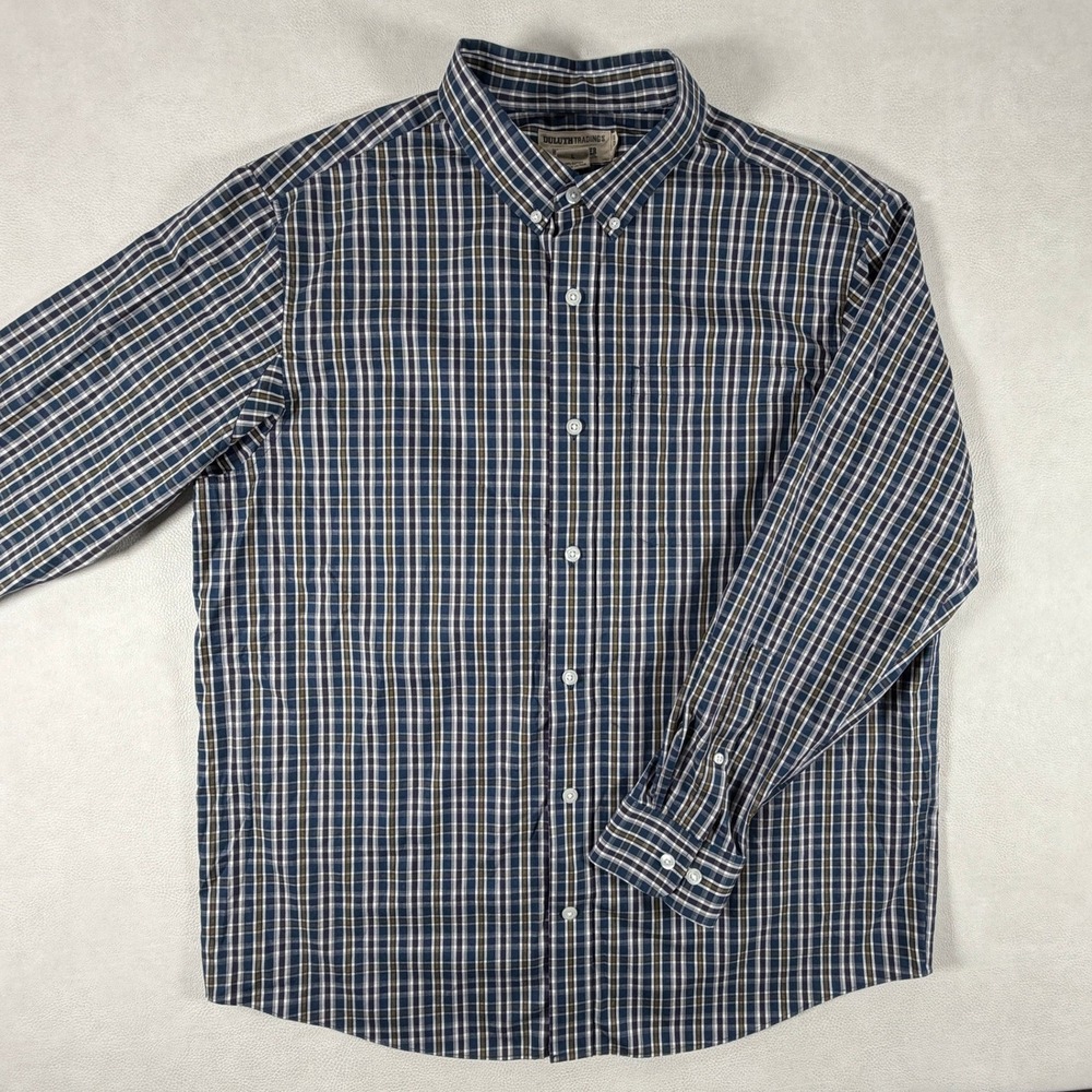Duluth Trading Co Wrinklefighter Mens Large Long Sleeve Plaid Button Down Shirt